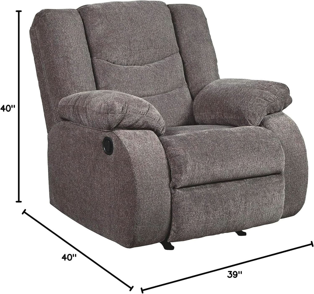 Dark Gray Rocker Recliner With Waterfall Back Design
