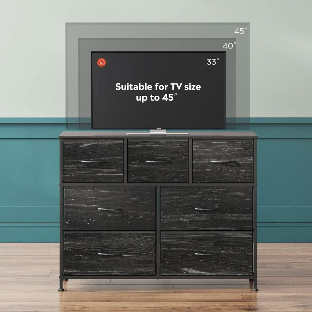TV Stand For 45 Inch TV With Durable Fabric Drawers