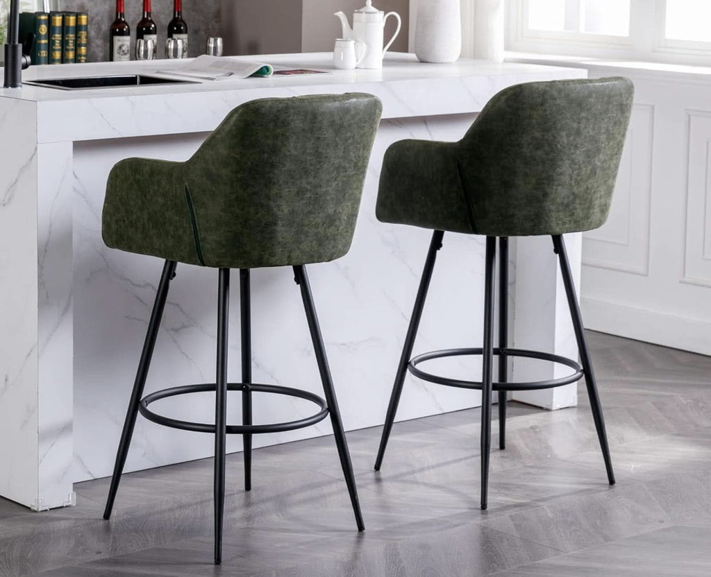 Modern Bar Stools Set of Two with Backrest Arms