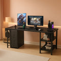 L Shaped Gaming Desk With Power Outlet And Storage Drawers 55 Inch