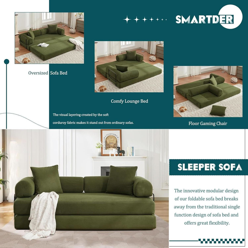 Convertible Folding Sofa Bed with Removable Backrest