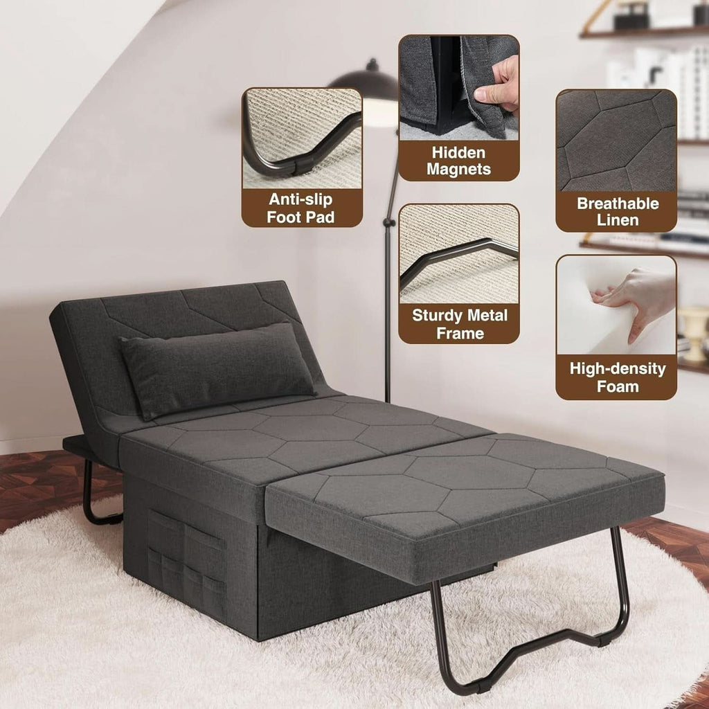 Convertible Sleeper Chair Bed with Adjustable Backrest