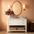 Oval Brushed Gold Mirror 24 By 36 Inch Wall Mounted