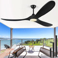 52 Inch Walnut Wood Ceiling Fan With Remote And LED Light