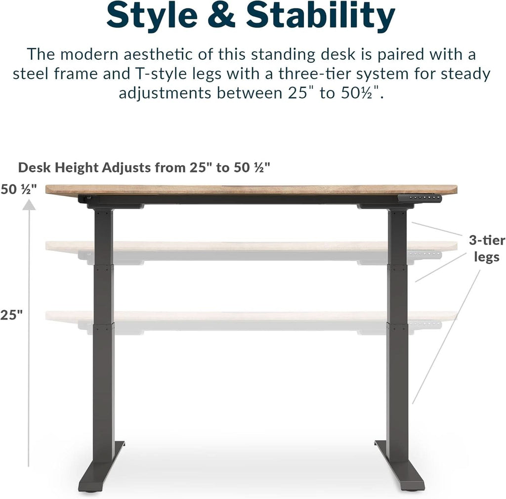 Electric Height Adjustable Standing Desk 54 By 26 Inches Reclaimed Wood
