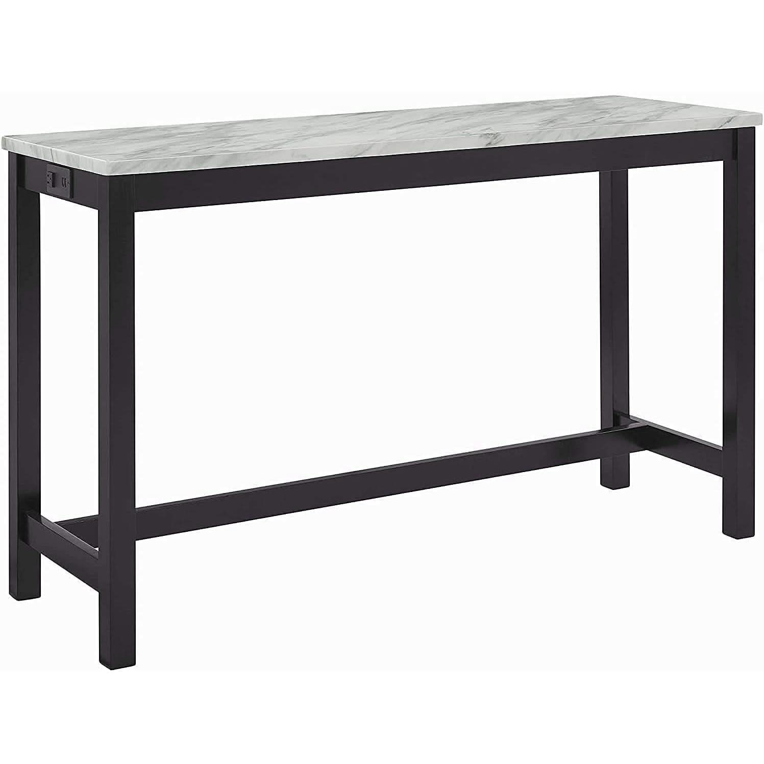 Blue Velvet Bar Table Set With Faux Marble Top 4 Piece