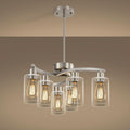 Brushed Nickel 6 Light Farmhouse Chandelier Pendant
