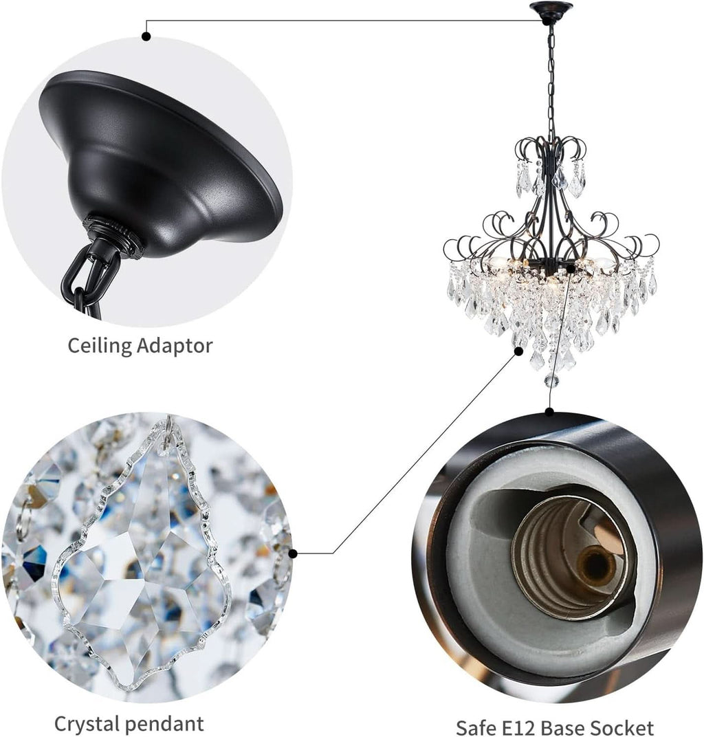 Black Crystal Chandelier 10 Light Pendant Ceiling Fixture