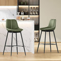 Green Leather Bar Stools With Back Modern Set Of Two