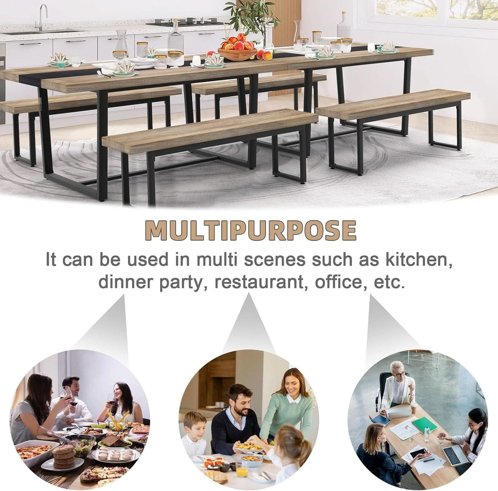 71 Inch Grey Dining Table Industrial Farmhouse Style