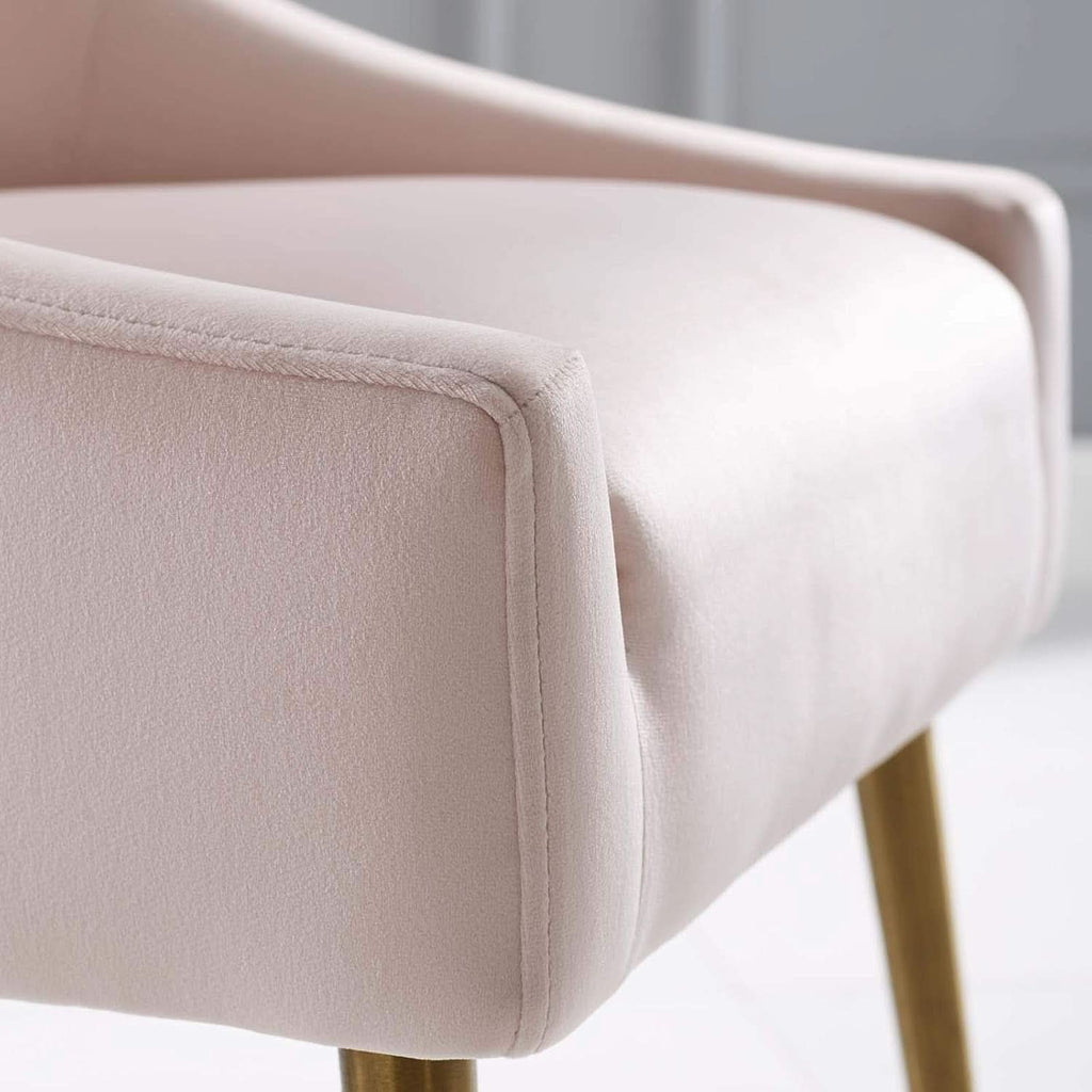 Pink Velvet Dining Chair With Gold Accents For Dining Room