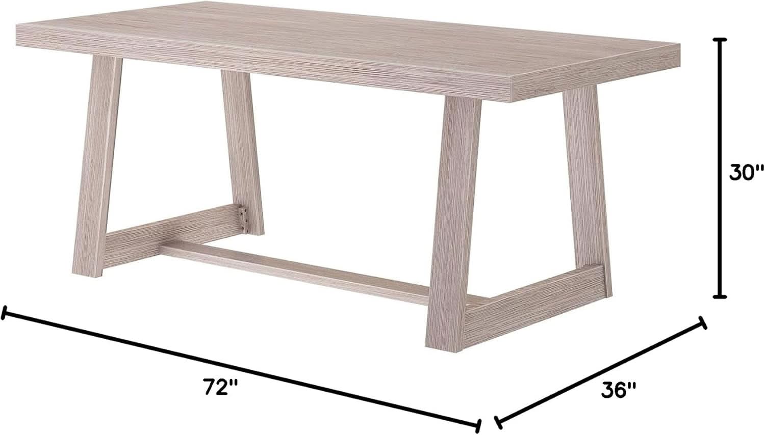 72 Inch Farmhouse Solid Wood Dining Table Rectangular Kitchen Table