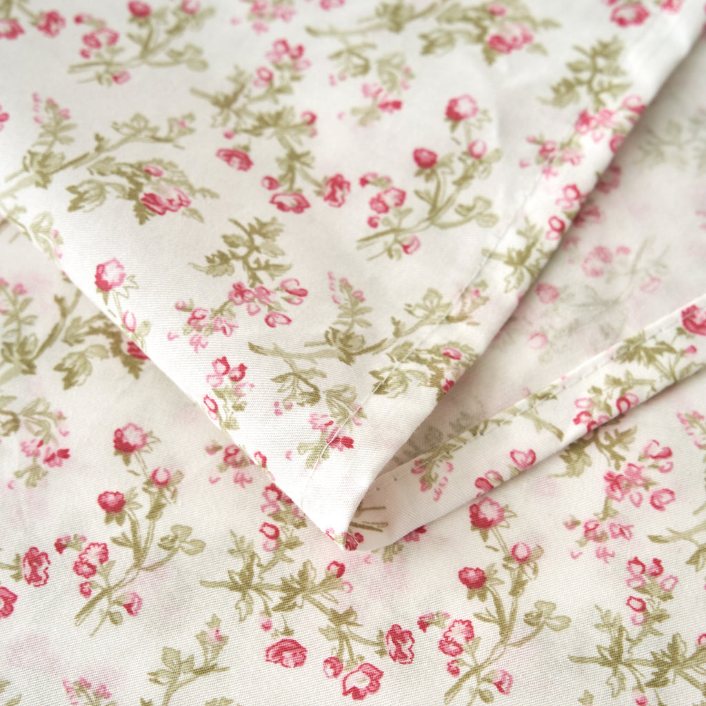 DaDa Bedding Collection Romantic Coquette Sheet Set - 100% Cotton [ Poplin Cotton ] Floral Fitted & Flat Sheets with Pillowcases - Deep Pocket Design - Soft, Breathable, Wrinkle-Resistant