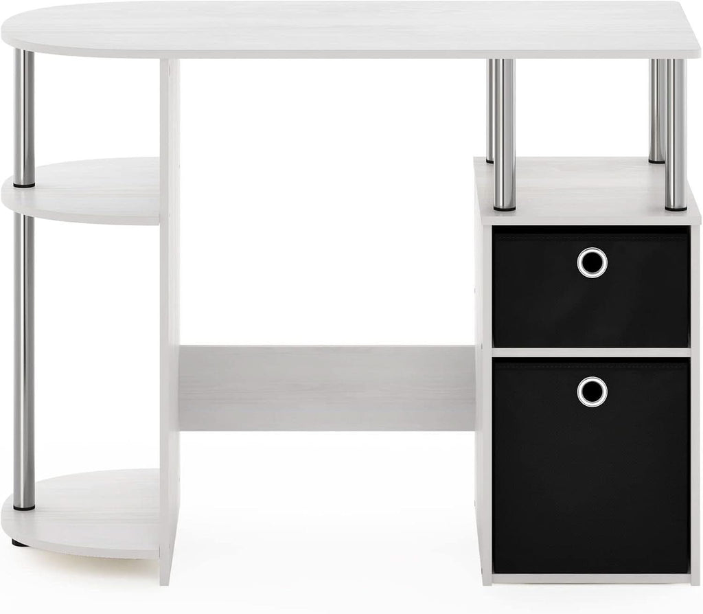Jaya Simplistic Computer Desk White Oak With Storage