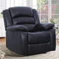 Black Bonded Leather Recliner With Overstuffed Arm And Back