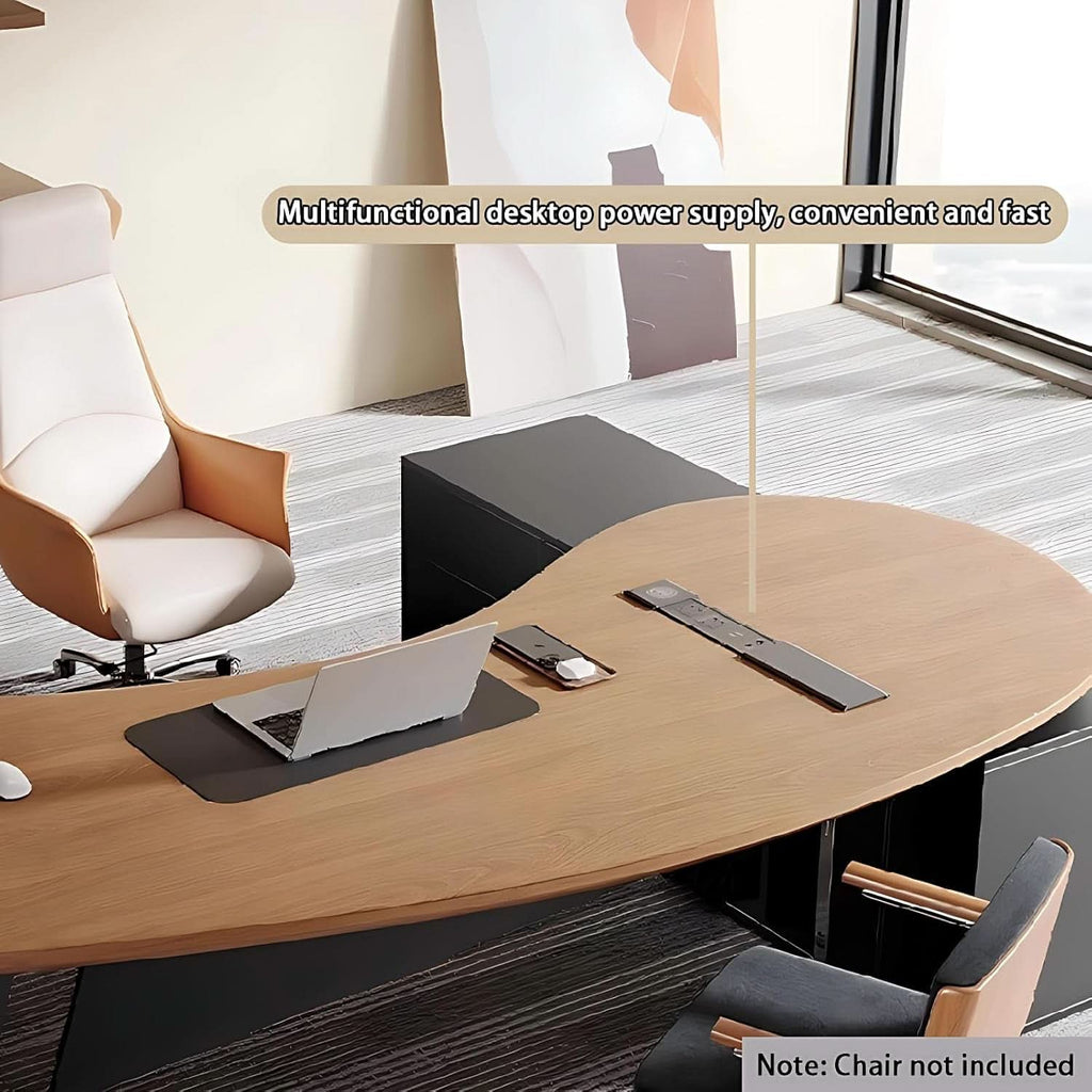 Spacious L Shaped Executive Desk With Side Storage System