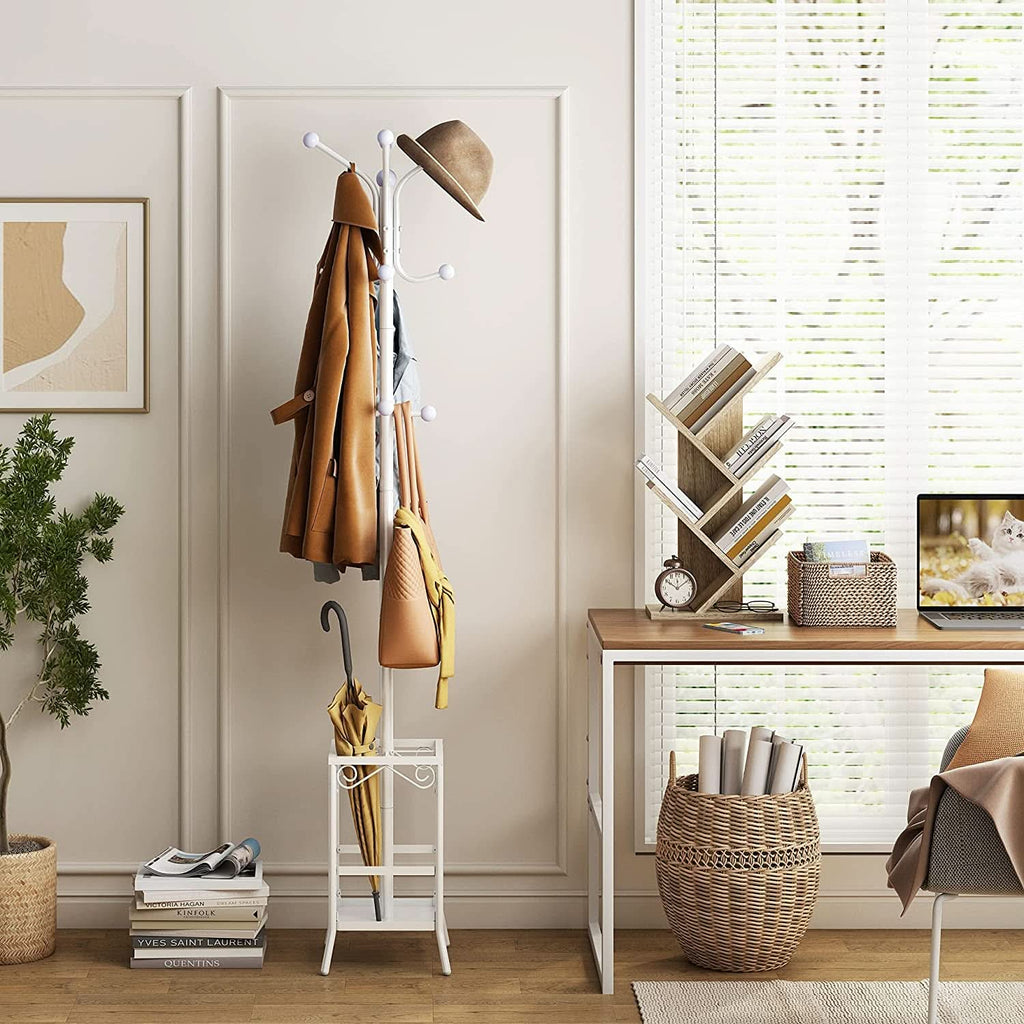 Greige 4 Tier Tree Bookshelf Modern Storage Bookcase