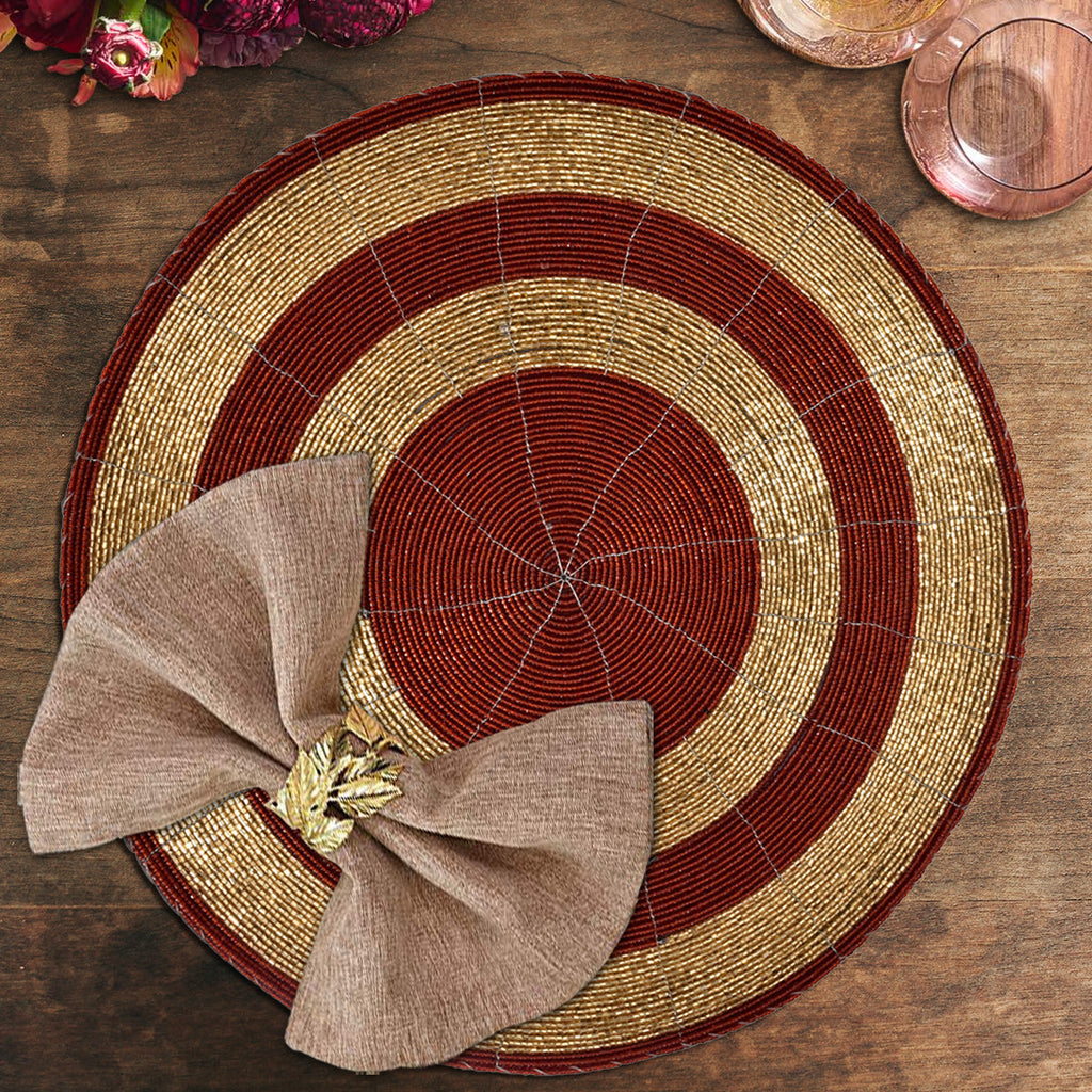 Aidden Bloom – Beaded Placemats, The Aidden Collection Artistic Decorative Dining Table Décor 14 inch