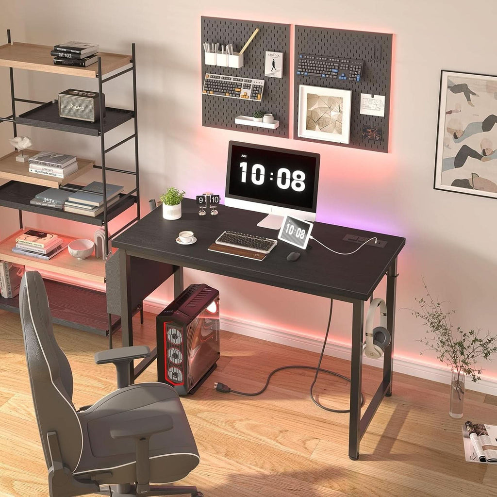 39 Inch Computer Desk With Built In Power Outlet And USB Charging Ports