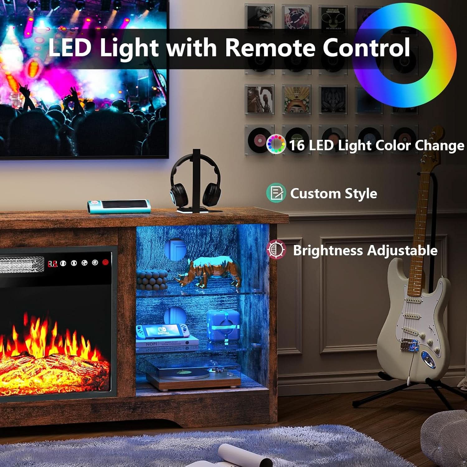 Fireplace TV Stand 18 Electric Fireplace for 65 Inch TVs