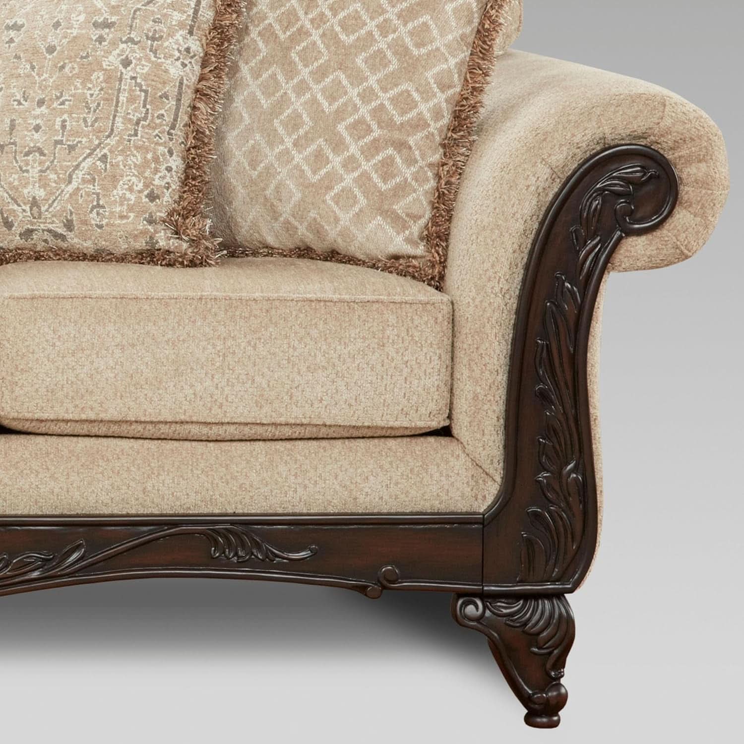 2 Piece Living Room Set Sofa and Loveseat in Beige Wheat