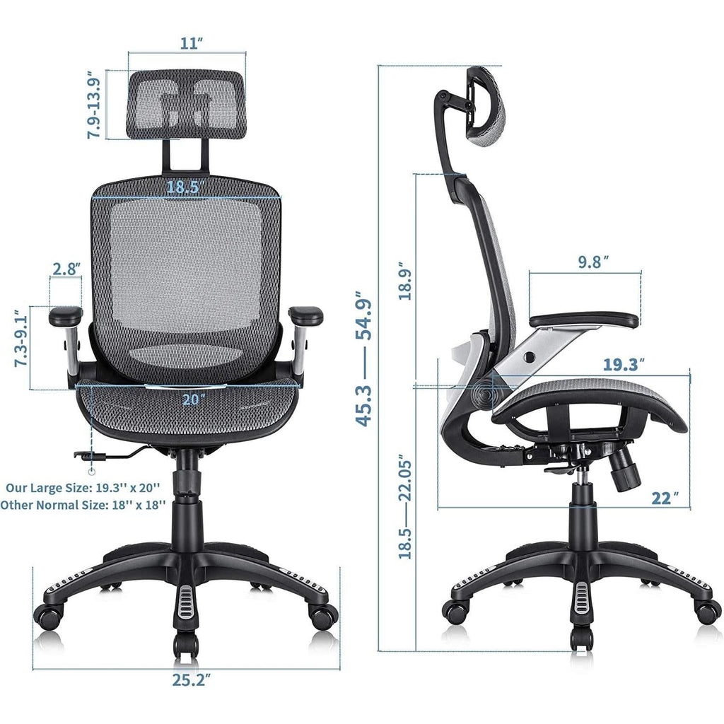 Ergonomic Adjustable High Back Mesh Office Chair Grey