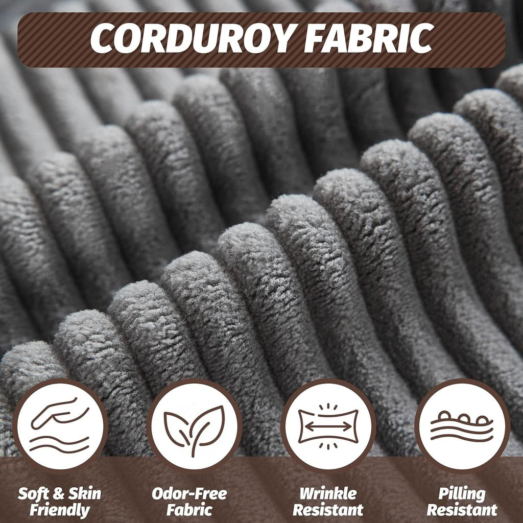 125Inch Oversized Corduroy Cloud Sleeper Grey Sofa