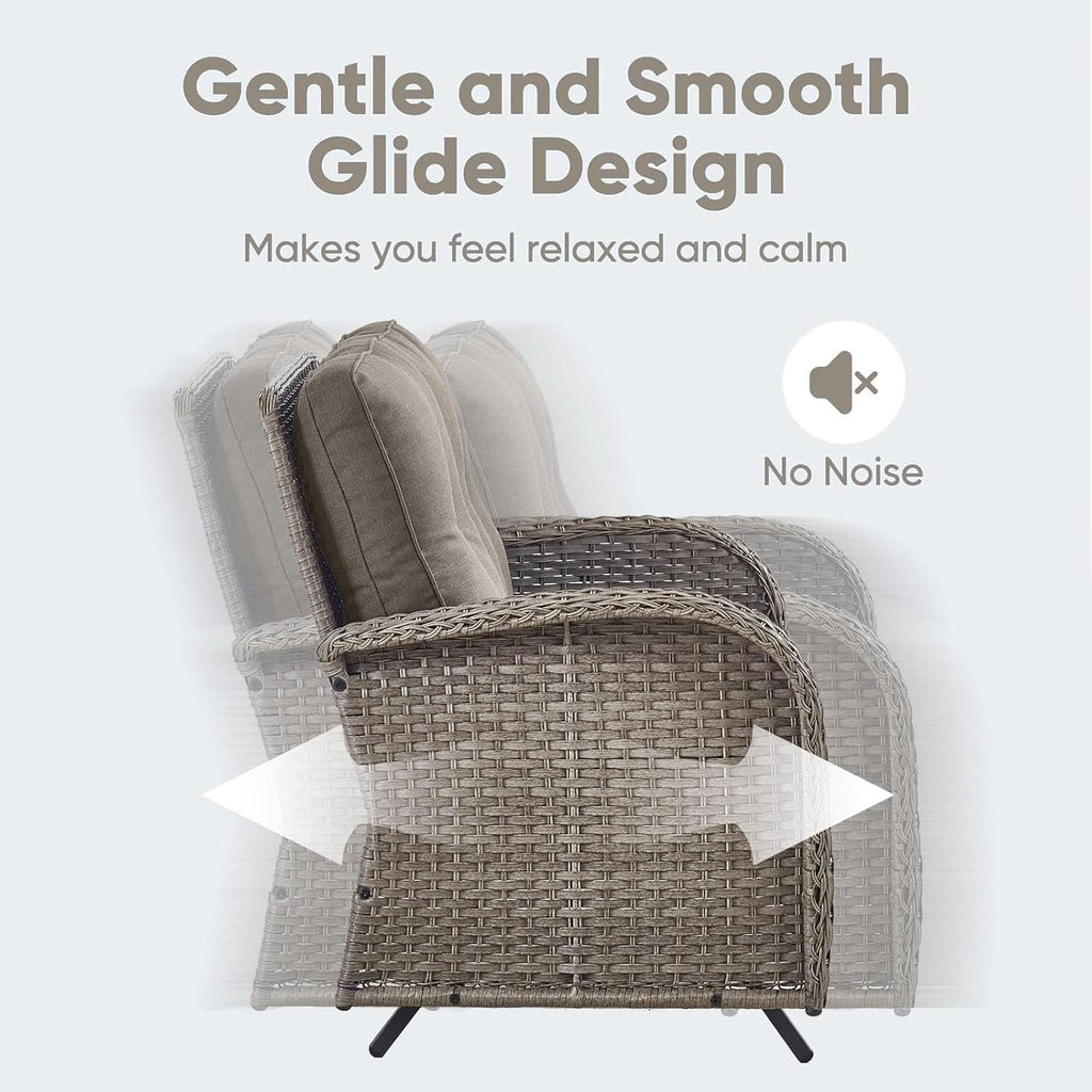 5 Piece Outdoor Patio Set Gray Wicker Swivel Rockers