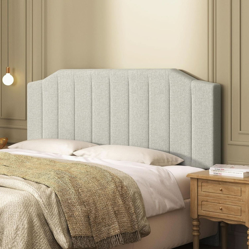 Linen Upholstered King Size Headboard with Easy Assembly