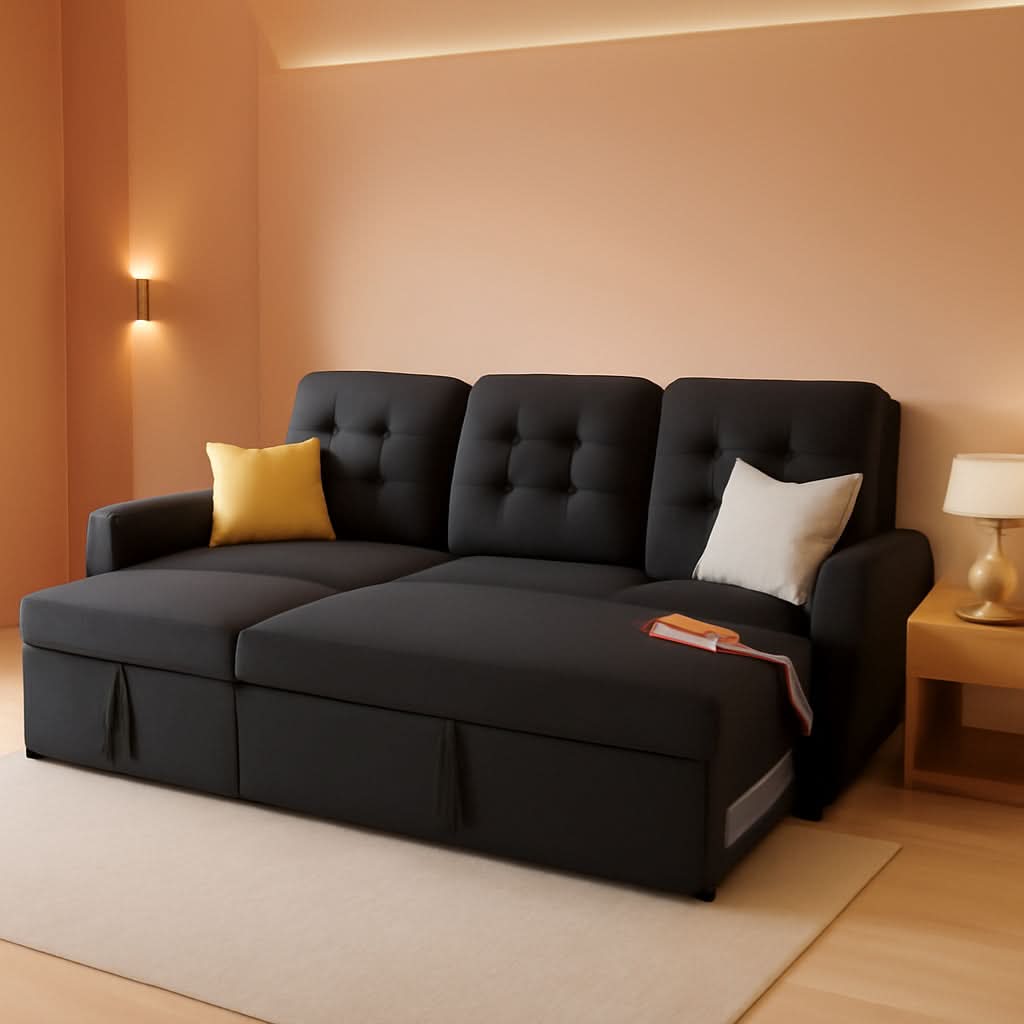 86Inch Convertible Sleeper Sectional With USB Ports