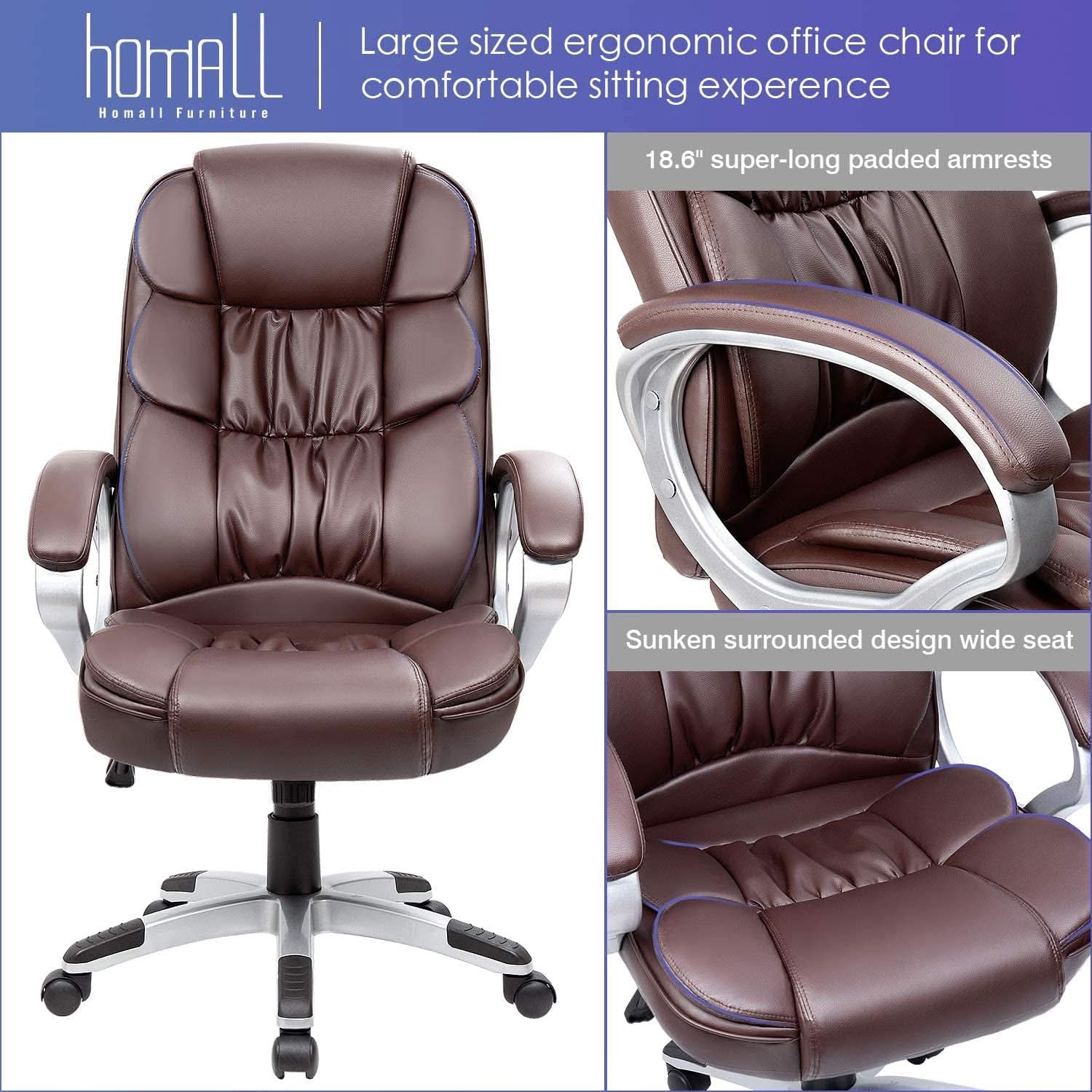 Ergonomic High Back Office Chair With Padded Armrests