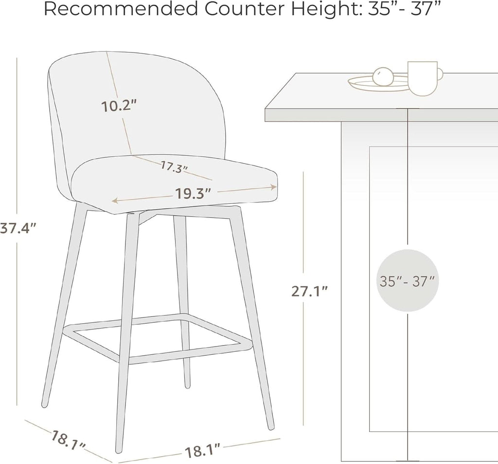 Set Of 3 Counter Height Bar Stools 360 Degree Swivel Grey