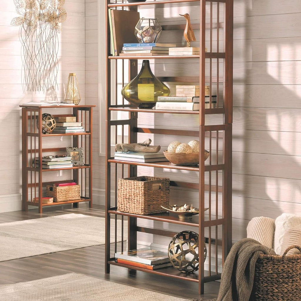3 Shelf Stackable 27.5 Inch Wide Chestnut Fold Bookcase