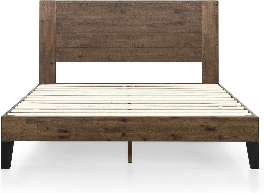 Queen Size Solid Wood Platform Bed Frame With Headboard