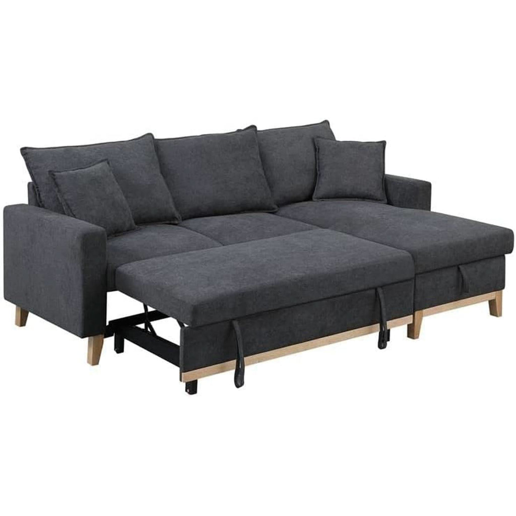 Gray Reversible Sleeper Sectional With Storage Chaise