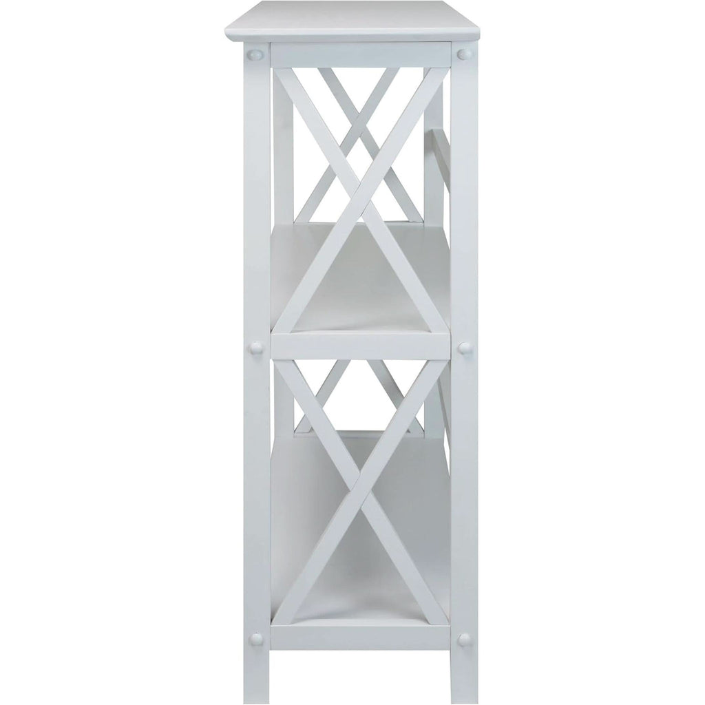Montego 3 Shelf Bookcase White Modern X Design Storage