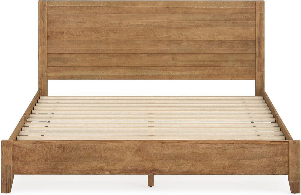 King Size Acacia Wood Platform Bed Frame With Headboard