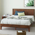 Queen Wood Platform Bed Frame With Headboard And Slats