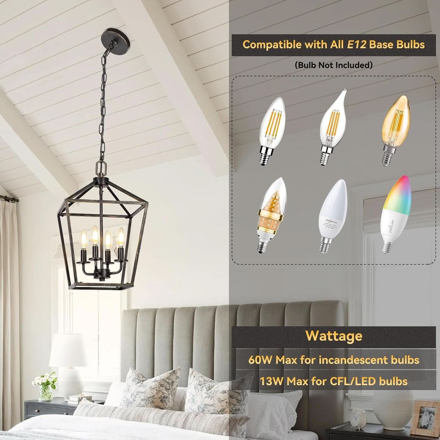 Industrial Black and Gold 4 Light Chandelier With Adjustable Chain