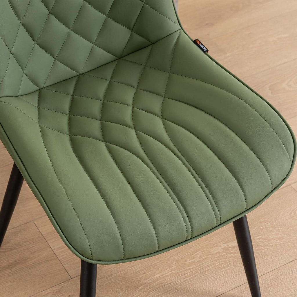 Dining Chairs Set of 2 Olive Cushioned Upholstered