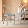 Gael Modern Metal Dining Chairs Set Of 2 In Silver