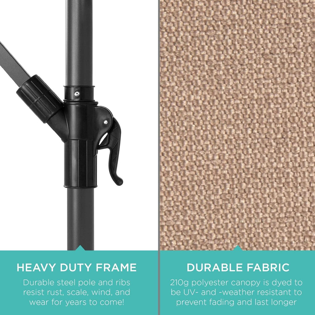 10 Ft Offset Patio Umbrella With Easy Tilt Adjustment And 8 Ribs Polyester Shade For Backyard Poolside