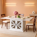 63 Inch White Rectangular Dining Table With Storage