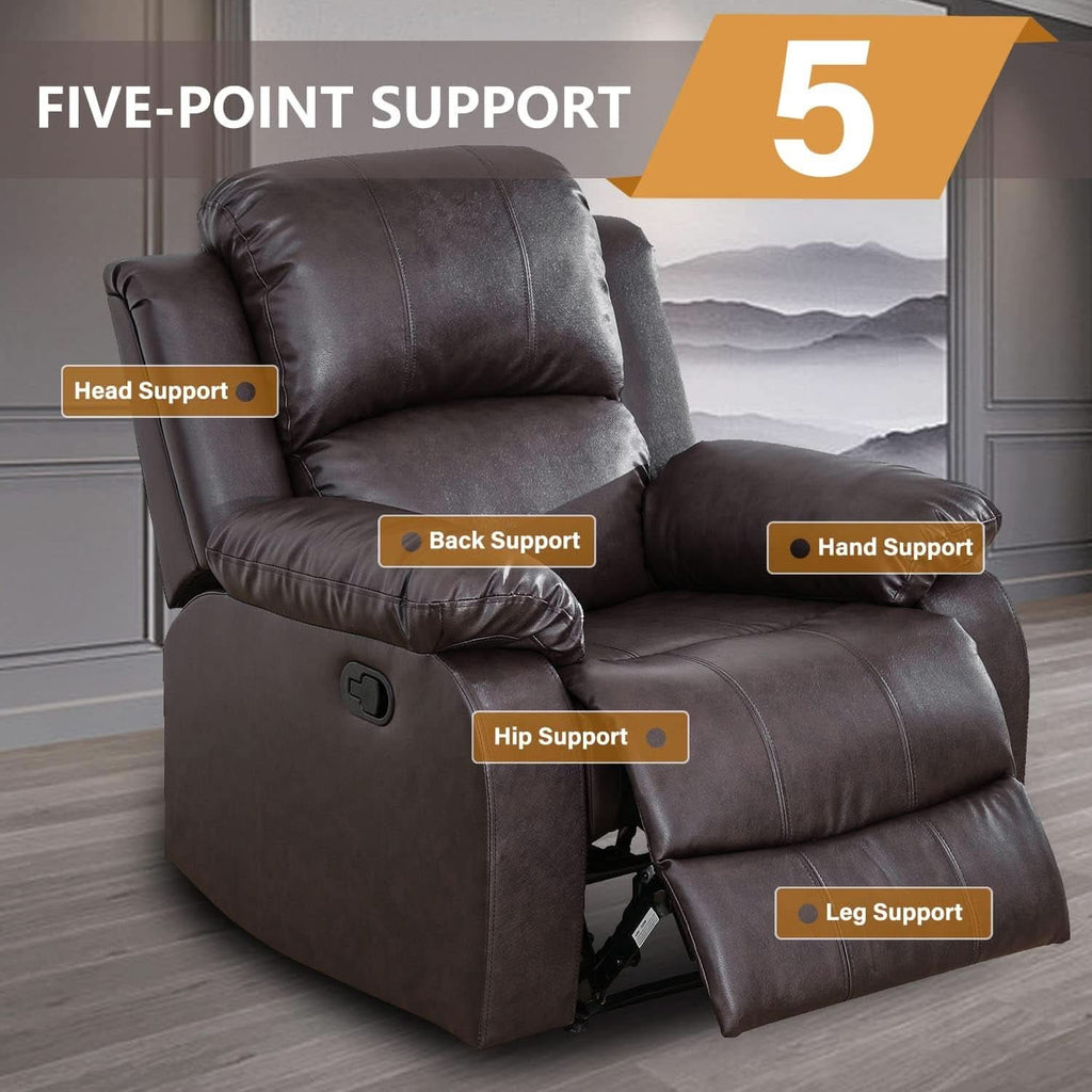 Manual Recliner Sofa Set Brown Three Piece Living Room Furniture