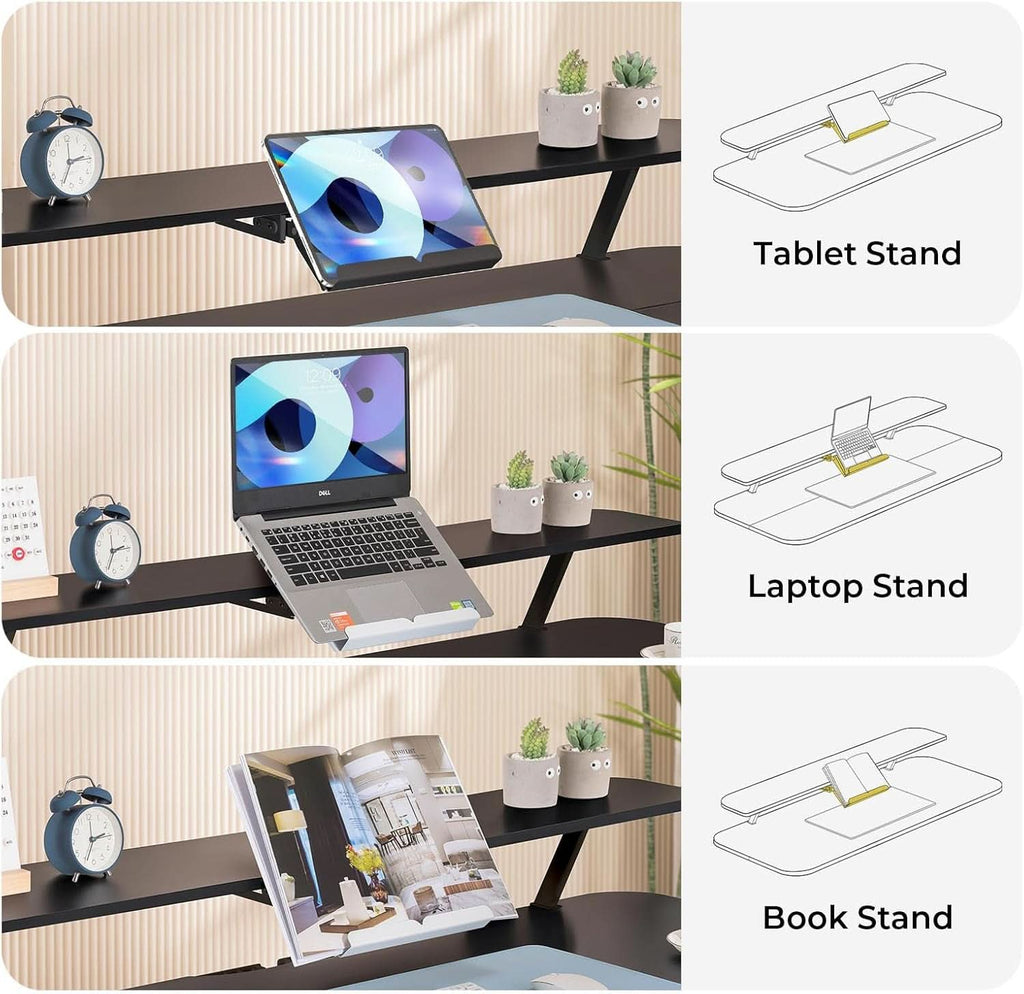Electric Standing Desk With Drawers 48x24 Black Height Adjustable