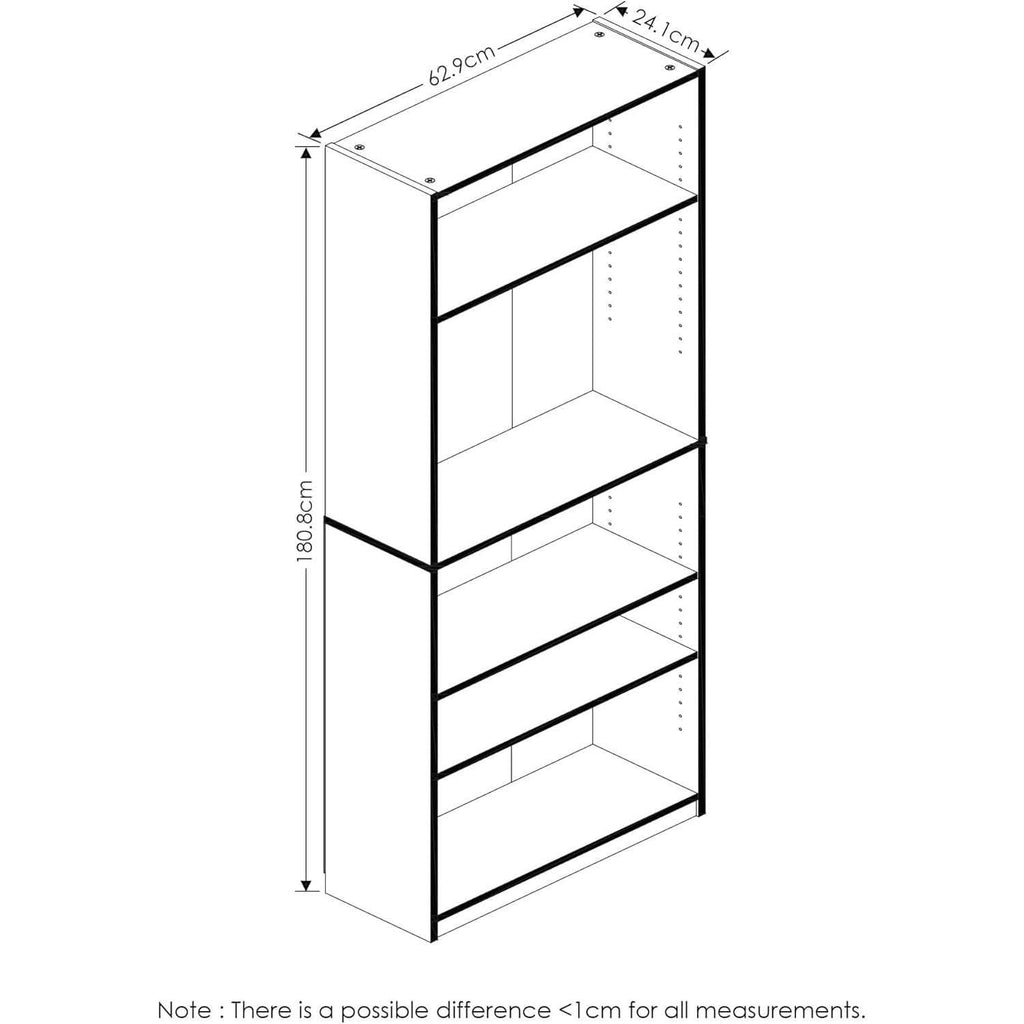 JAYA Simply Home 5-Tier Bookcase Espresso Storage Shelf