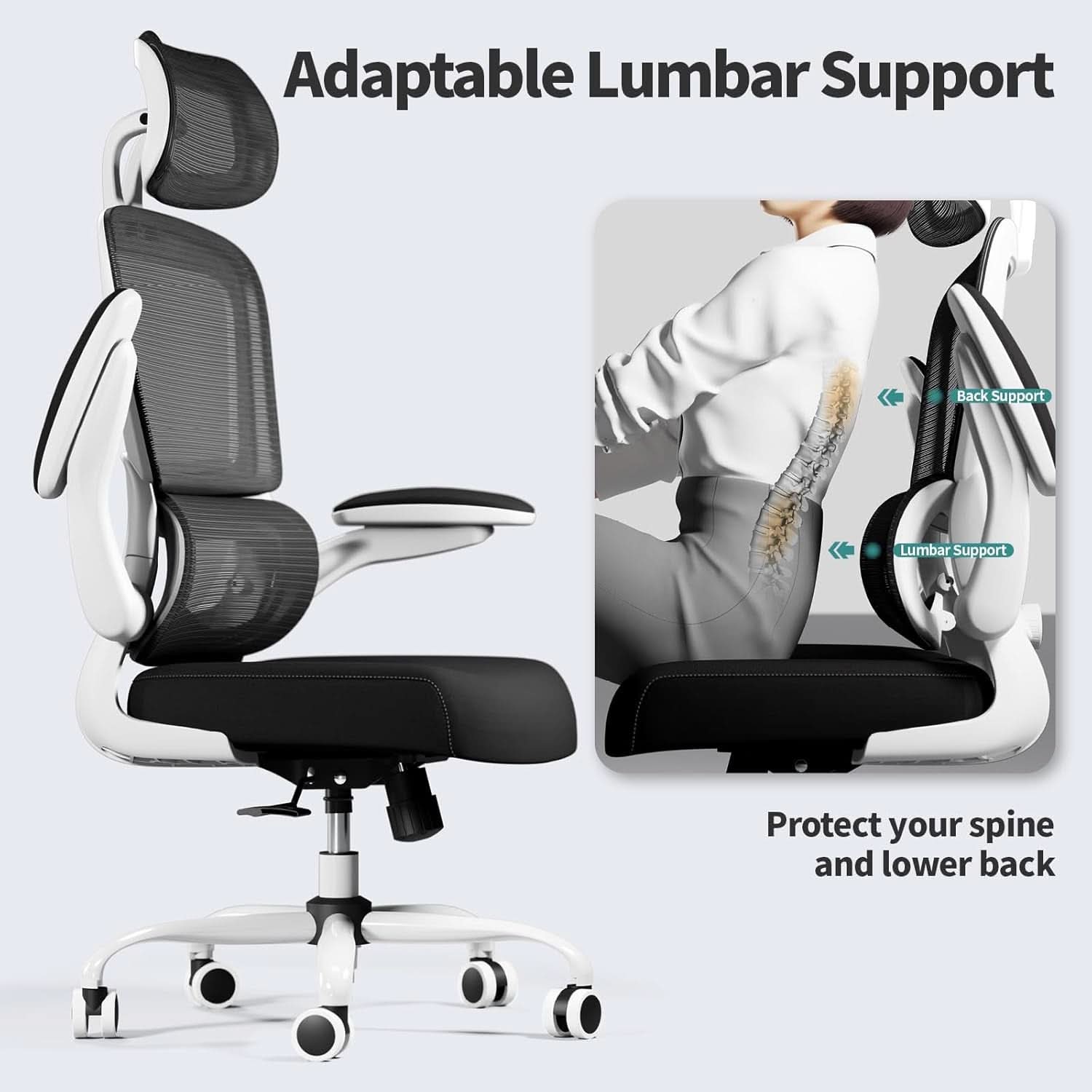 Ergonomic High Back Mesh Office Chair With Wheels Black