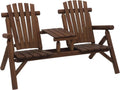 Two-Seat Wooden Adirondack Chair With Integrated Table