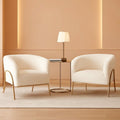 Ivory Boucle Accent Chairs Set Of 2 With Gold Legs