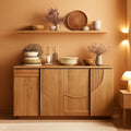 62 Inch Handcrafted Oak Sideboard Cabinet Midcentury